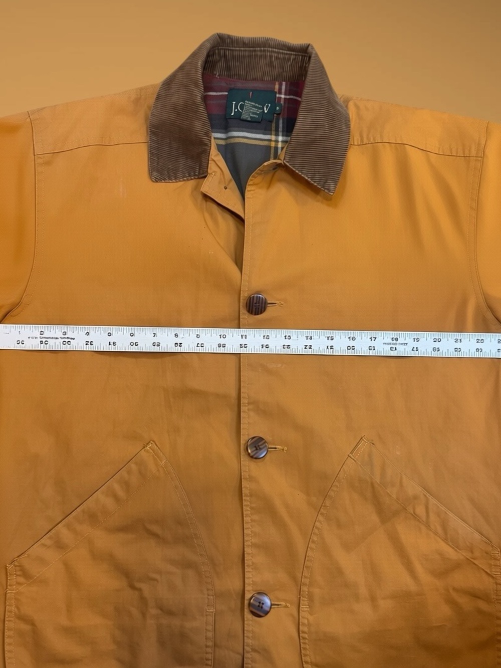 Vintage J. Crew Flannel Lined Chore Coat Jacket Men’s Medium Tan Barn 90s Vtg - Picture 14 of 15